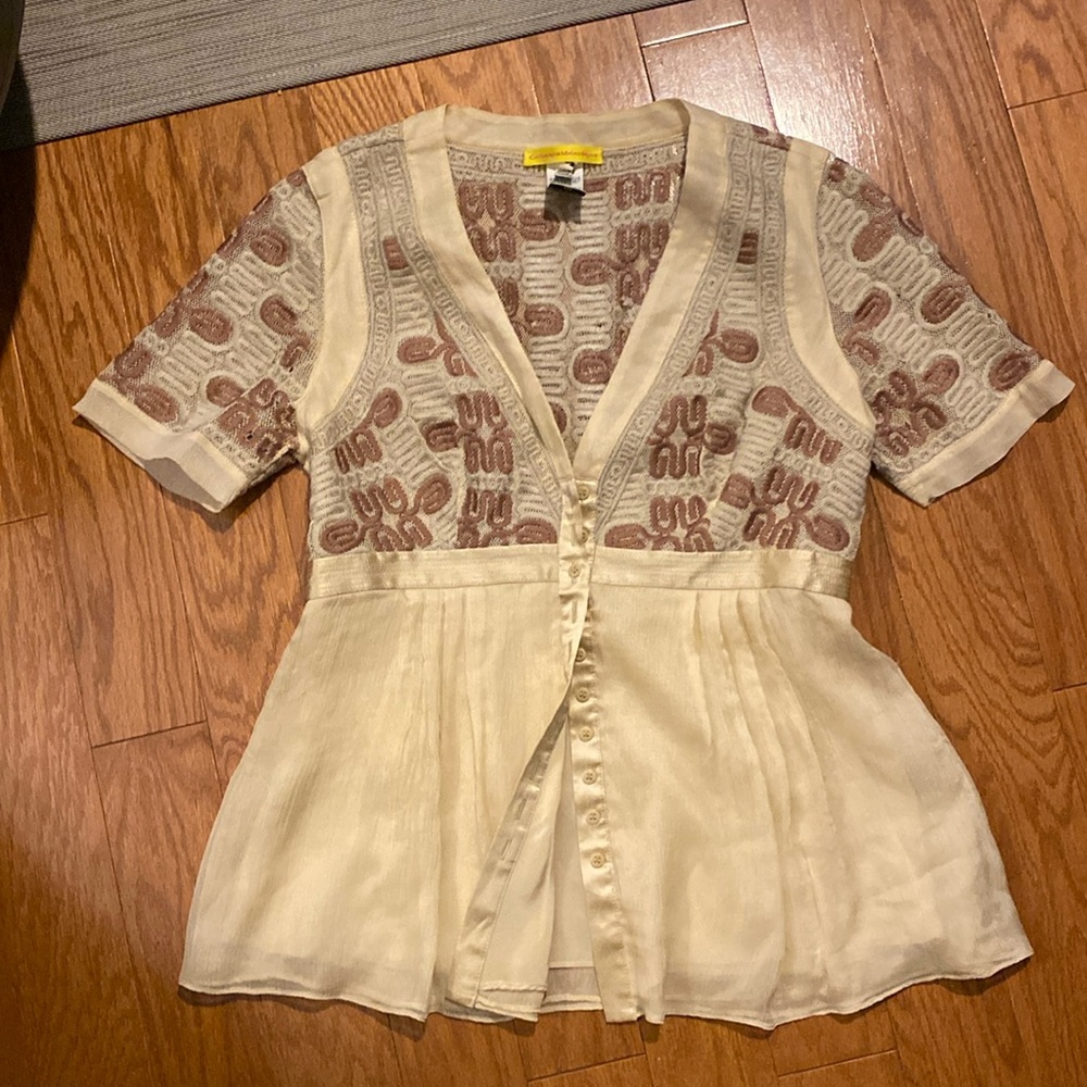 Catherine Malandrino Cream and White Blouse